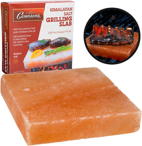 Himalayan Pink Salt Slab Block for BBQ Grilling (Large 8" x 8")- FDA Approved Barbecue Cooking Grilling Stone Plate- Pure, All Natural (Packaging May Vary)