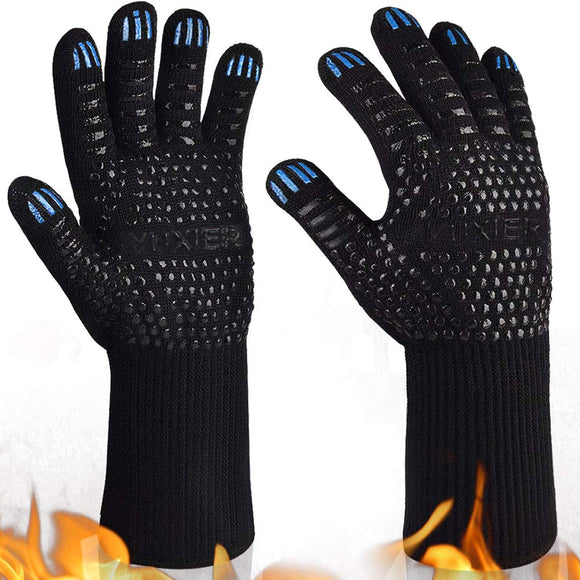 YUXIER Oven Gloves, Hot BBQ Grill Gloves,1472°F Oven Mitts for Cooking, Grilling, Kitchen, Smoker Baking, Barbecue, Fireplace, Welding, Cutting 1 Pair